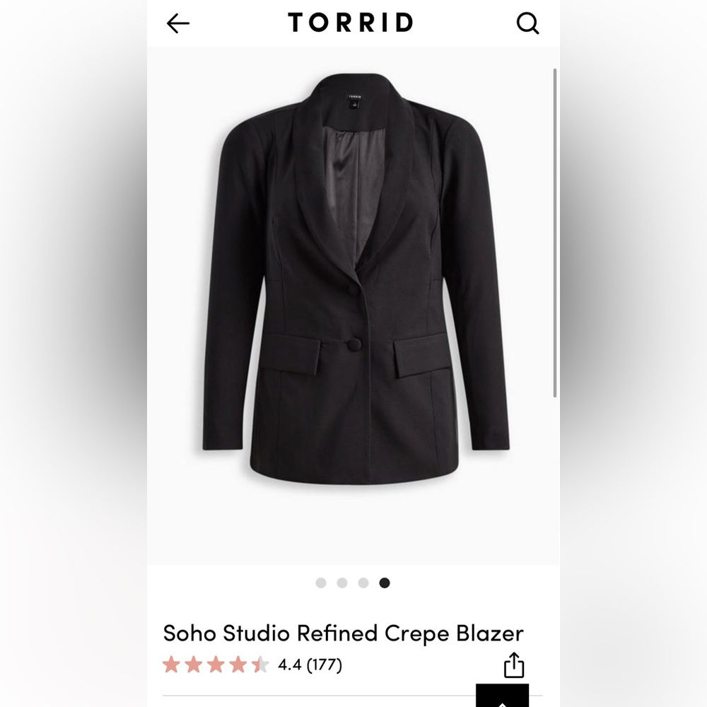 Torrid Soho Studio Refined crepe blazer